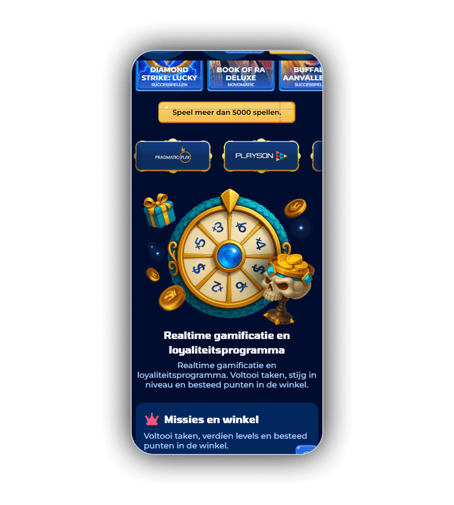 Interface van het RoyalSpinia Casino